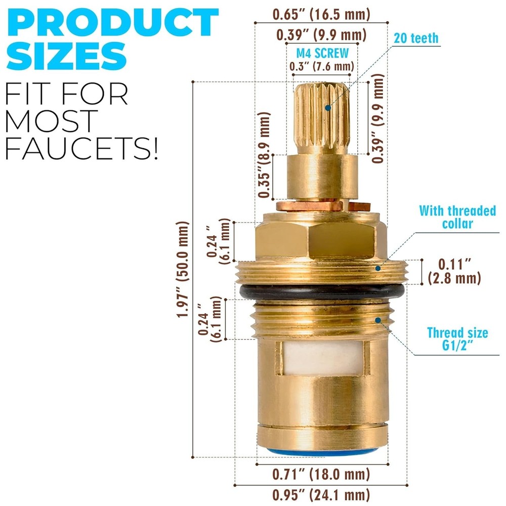 Complete Faucet Valve Replacement Set – 2 Brass Cartridges for Smooth Operation