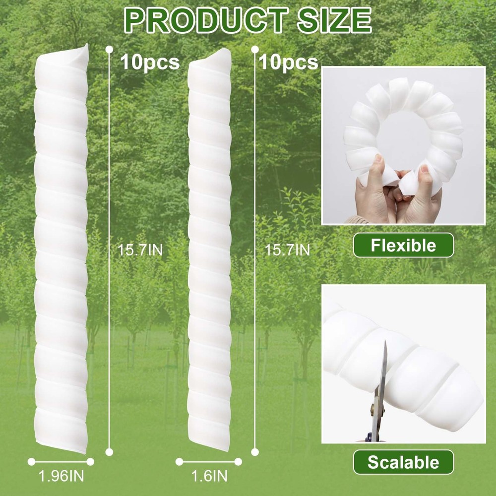 Aukney 20 Pcs Tree Trunk Protector-2 Size Plastic Spiral Guard Tree...