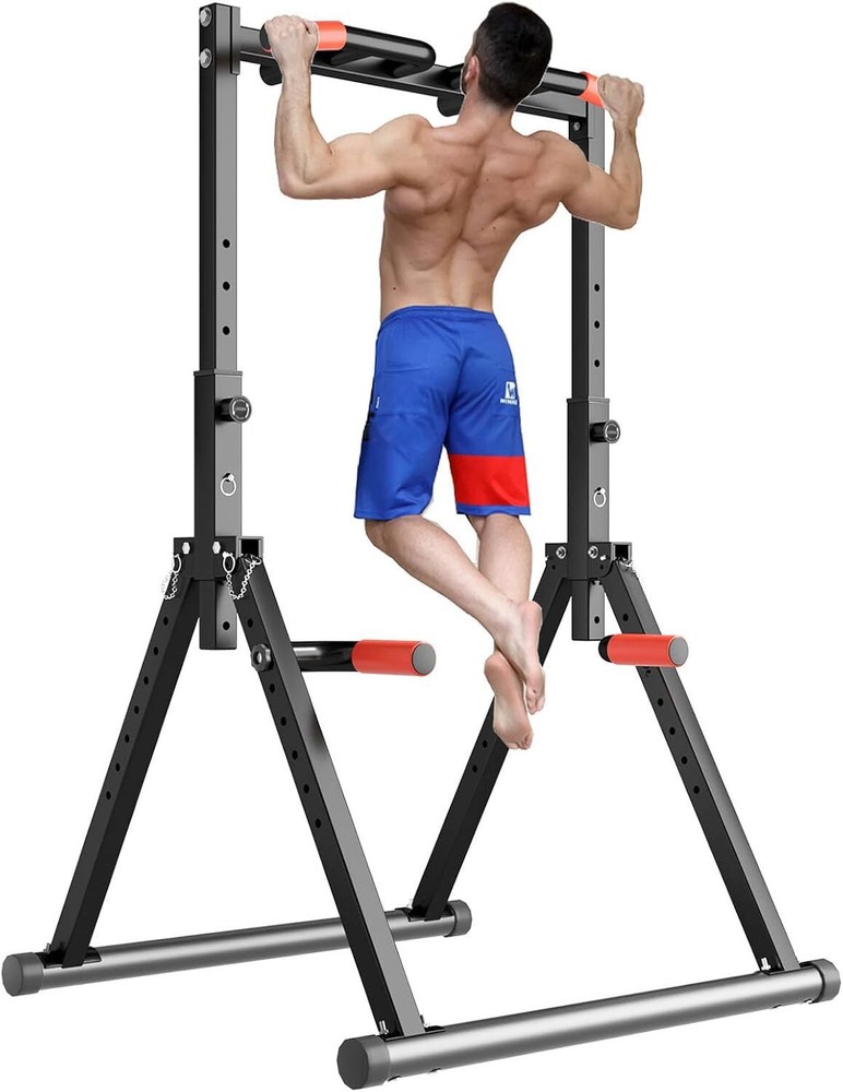 Foldable Power Tower Dip Station Pull Up Bar Station Adjustable Multifunction