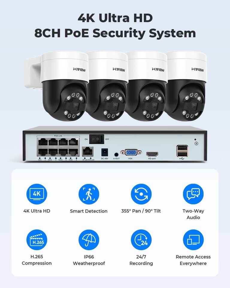 8MP Cctv Security Camera System - 5 Cameras