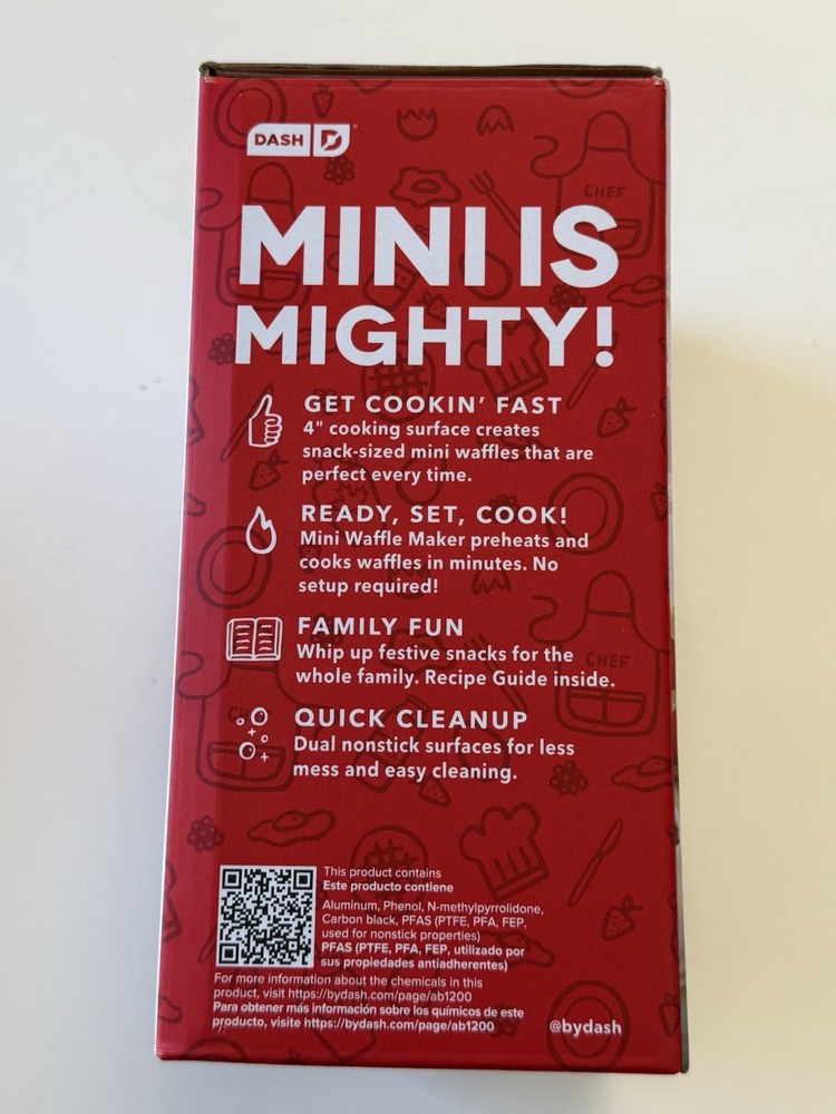 Dash Gingerbread Man Mini Waffle Maker, Red - New