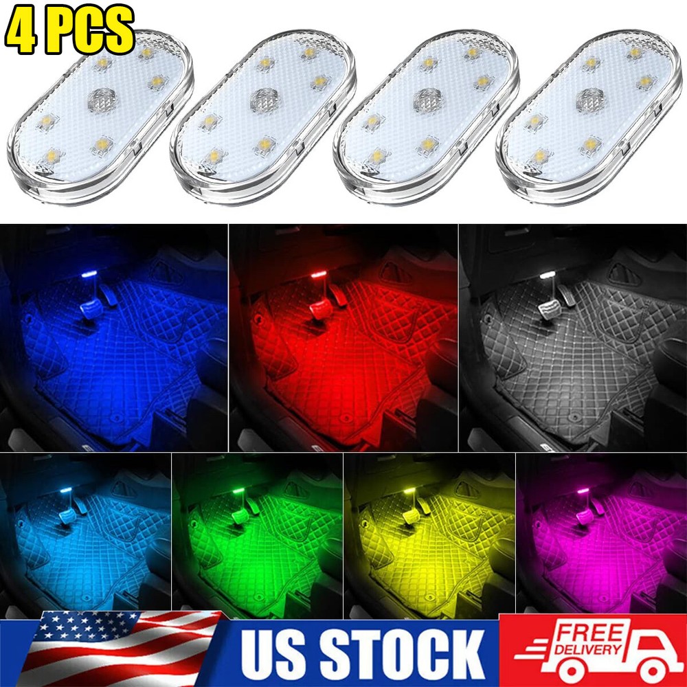 4PCS Car LED Lights Indoor Wireless Lighting Mini USB Charging Light Decoration