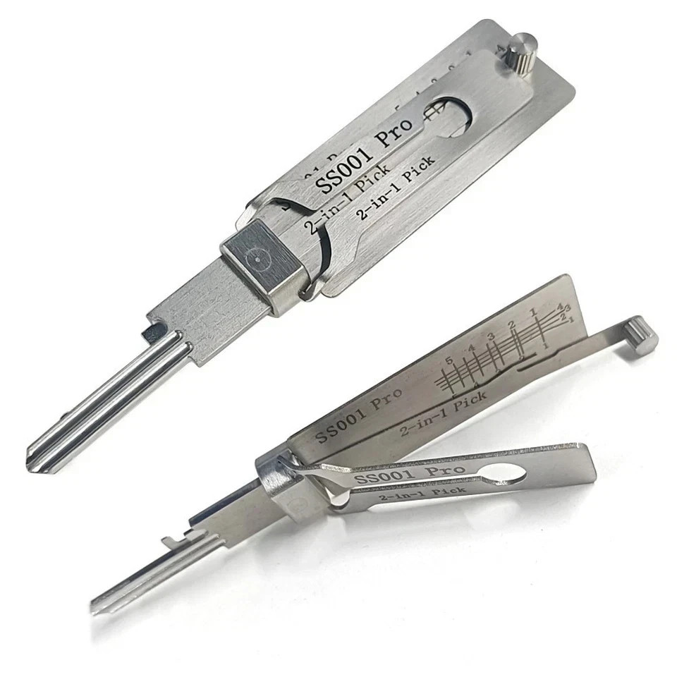 2-in-1 Stainless Steel Key Decoder Portable Precision Hook Pickup Hand Tool 1pcs