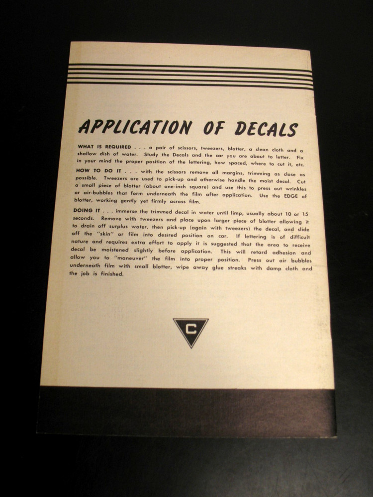 CHAMP DECALS 1946 CATALOG 18 PAGES