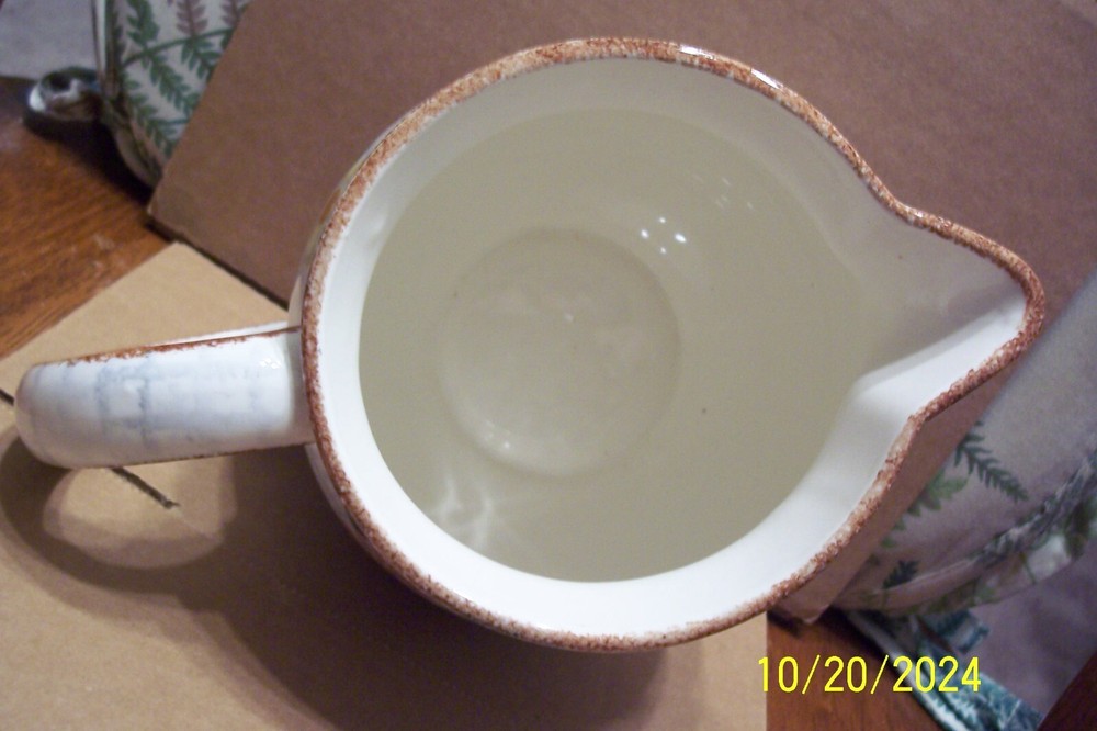 German Made Checked Floral Pottery Small Pitcher