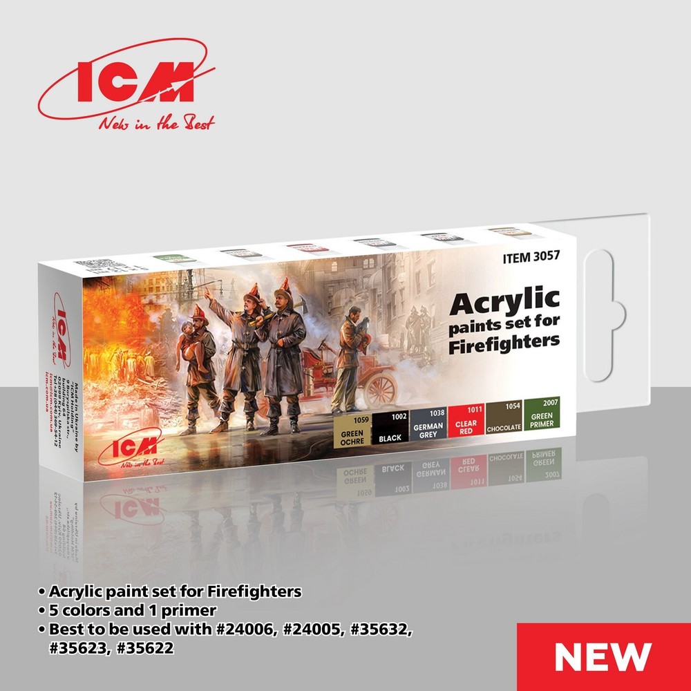 ICM 3057 – Acrylic paints set for Firefighters