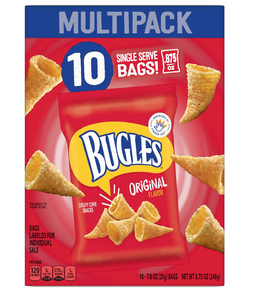 Bugles Original Crispy Corn Snacks, Snack Bags Multipack, 10 Ct, 8.75 oz