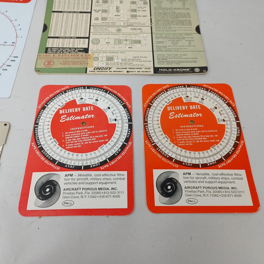 Vintage Engineer Conversion Data Chart Mixed Lot