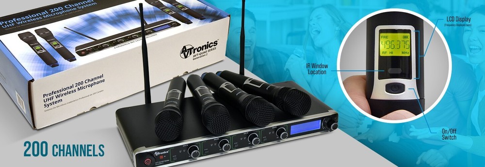 AVTronics Professional 200 Channel UHF Wireless Microphone System