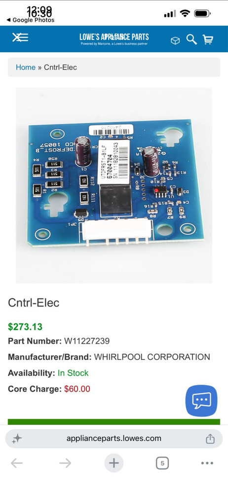 Whirlpool CNTL ELEC circuit board replacement