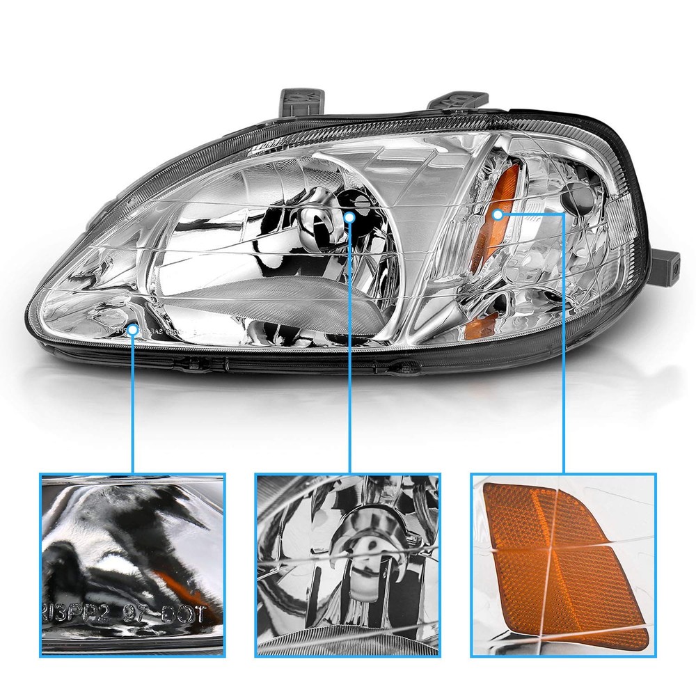 99-00 Civic Chrome Headlights Set