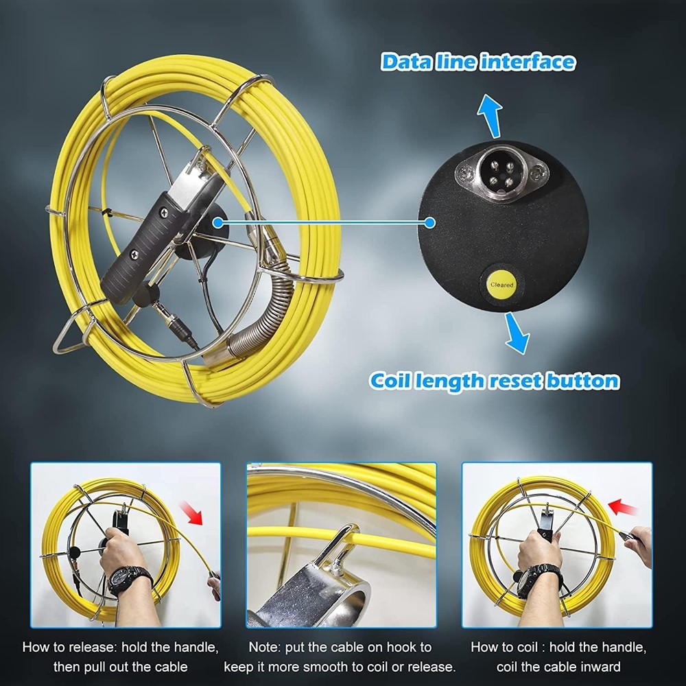 9" Color Screen Sewer Camera 165FT Drain Pipe Borescope w/ 512Hz Transmitter