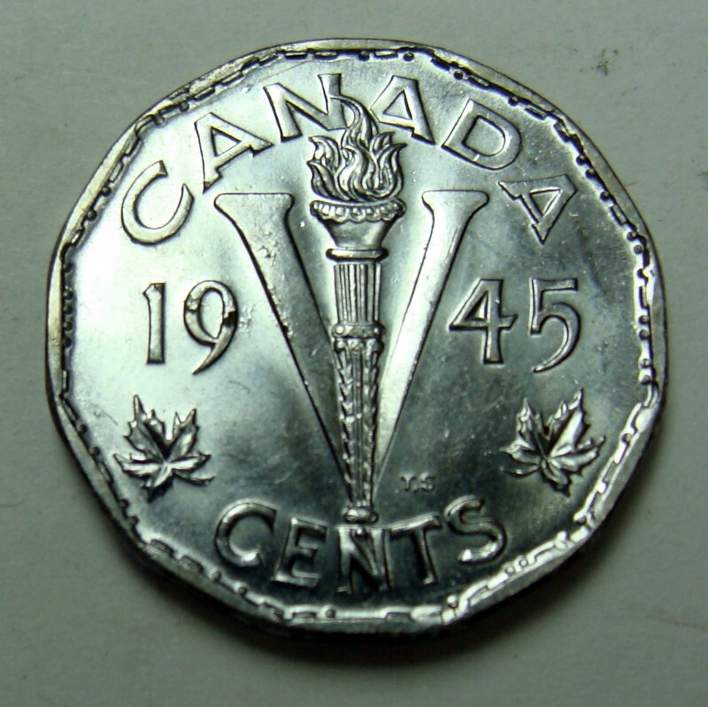 1945 CANADA 5 CENTS NICE BU COIN WITH FULL LUSTER