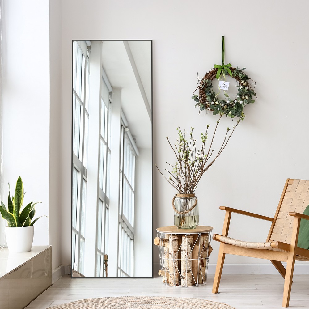 Full Length Floor Mirror, Wall Mounted Rectangle Floor Mirror Hanging or Leaning