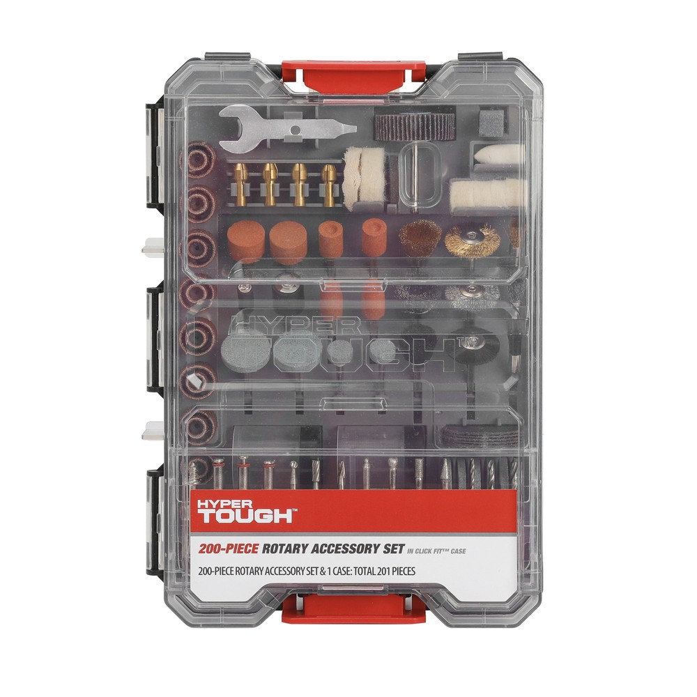 ROTARY TOOL ACCESSORY KIT 200-Piece Sanding Bands Felt Wheels Drill Bits w/Case