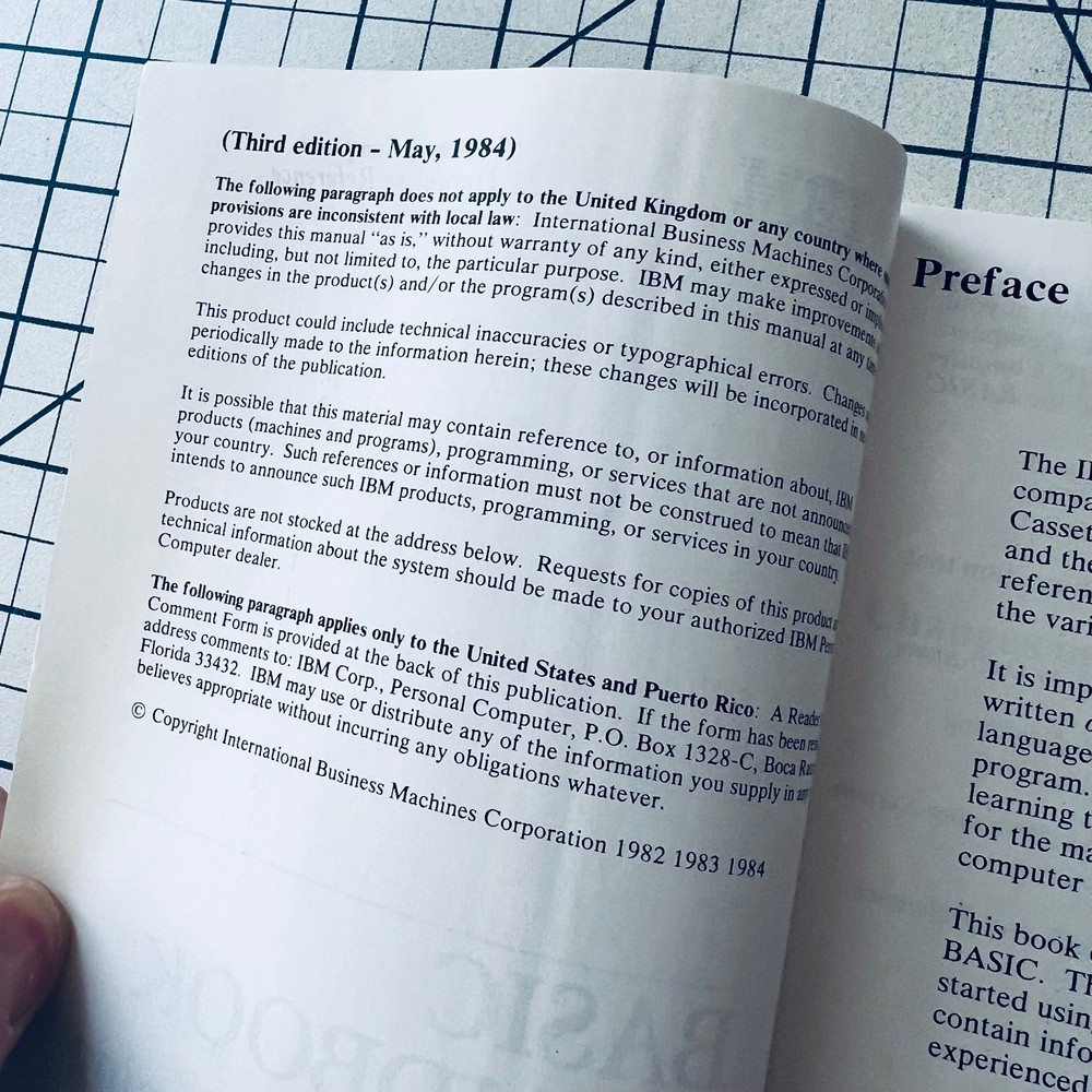 IBM Personal Computer BASIC Handbook 1984 Vintage PC General Programming Info