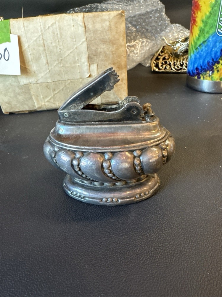 Vintage Ronson Crown Table Lighter Silverplate Art Deco