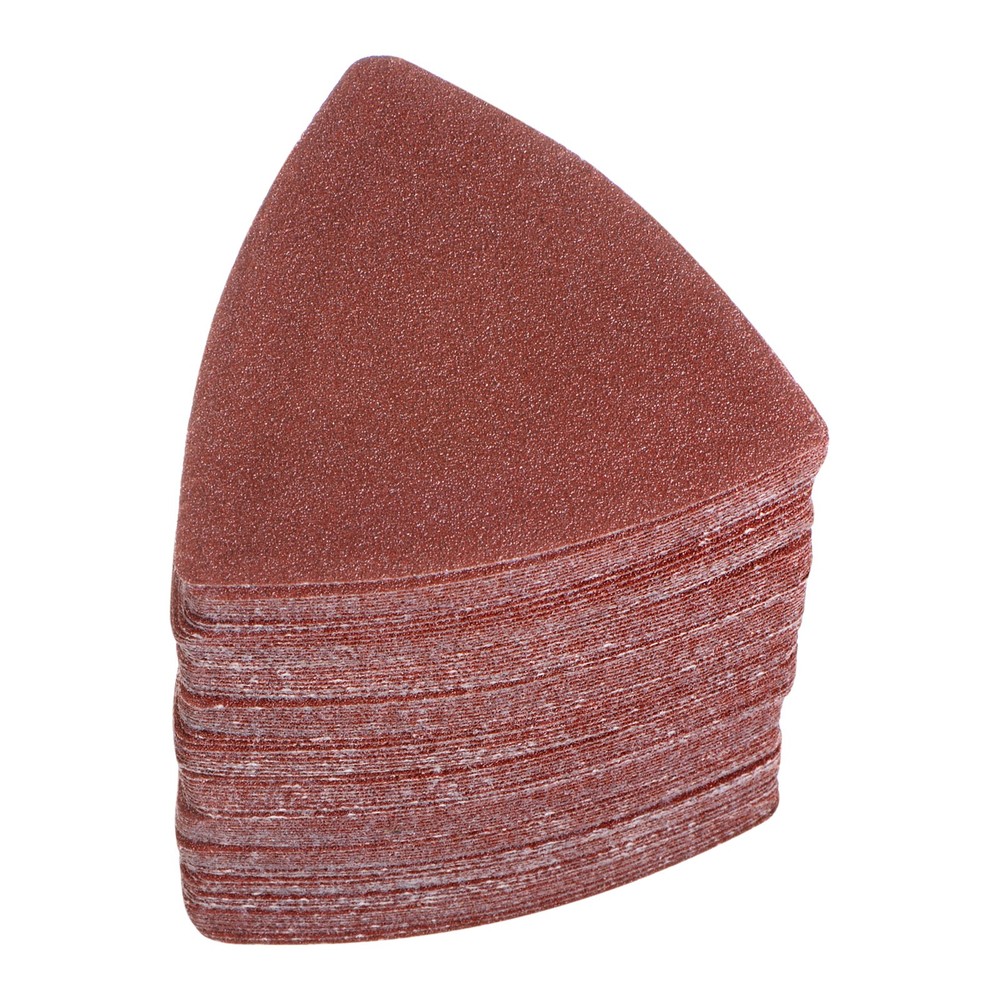 100pcs 100 Grits 80mm Aluminum Oxide Triangular Hook & Loop Sandpapers Pads
