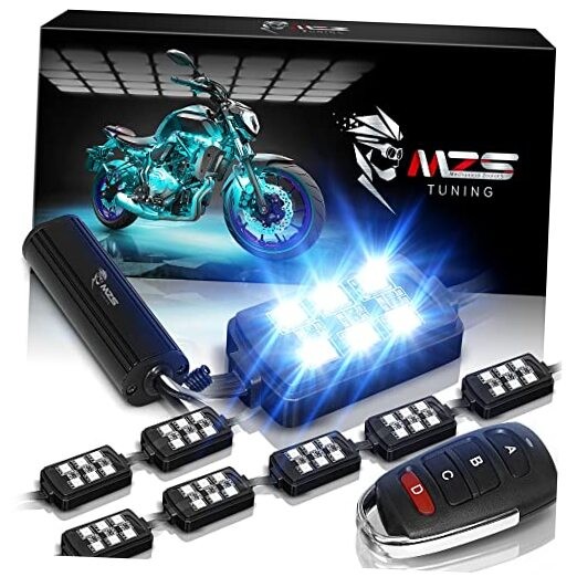 Motorcycle LED Light Kit Multi-Color Neon RGB Strips, Wireless Smart Remote