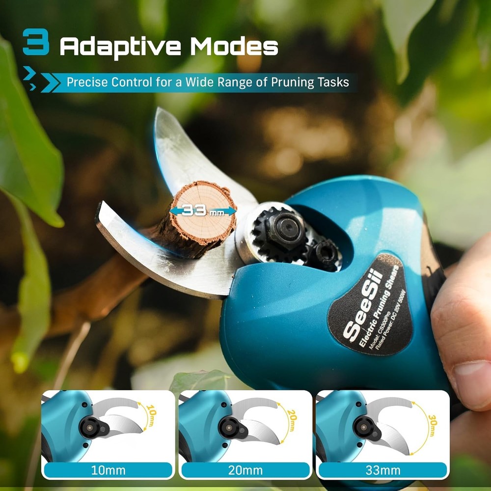 SEESII Mini Chainsaw & Pruning Shears Combo Kit 1.3" Pruner 6" Saw 2x2000mah