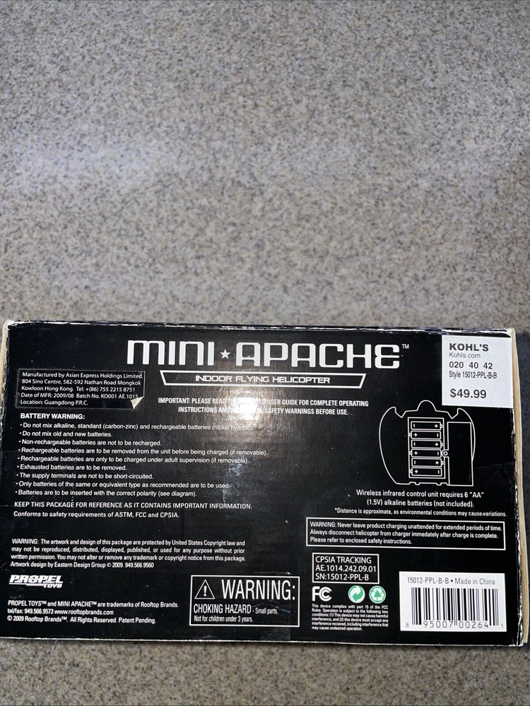 MINI APACHE Indoor Flying Helicopter Rooftop Brands New Open Box