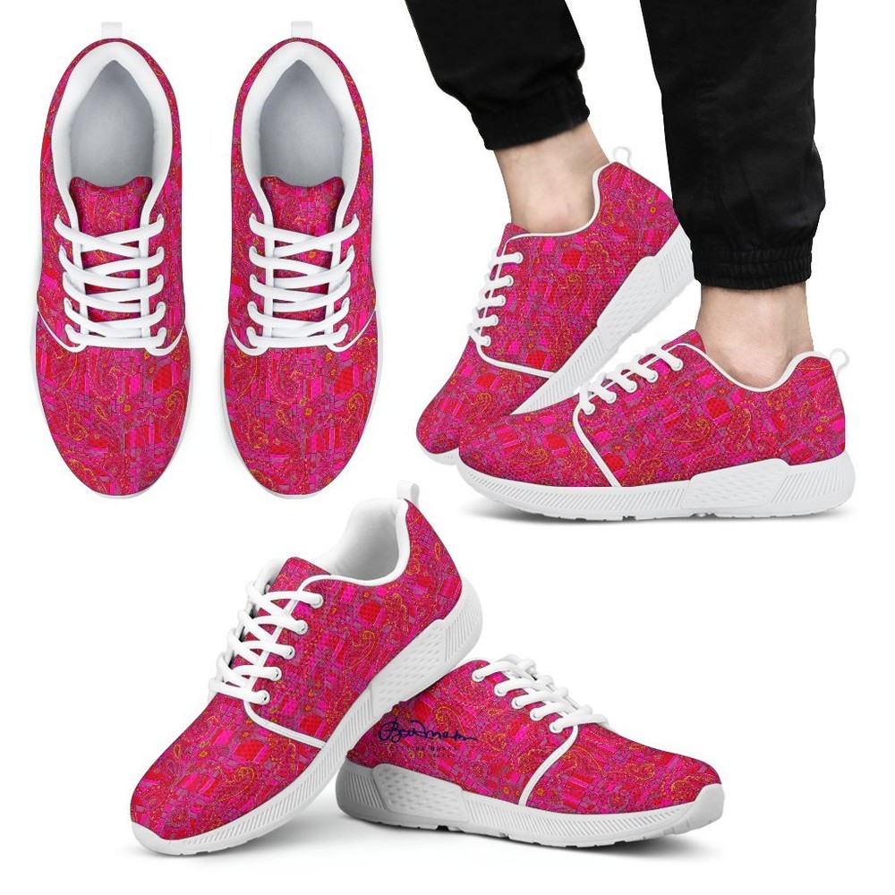 Bright Red Pink Athletic Sneakers