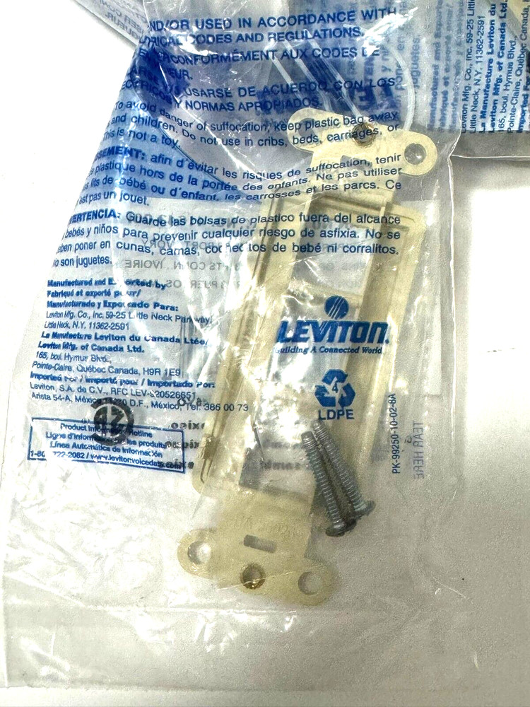 8Pcs Leviton QuickPort Decora Insert, 3-Port, Ivory No Wall plate
