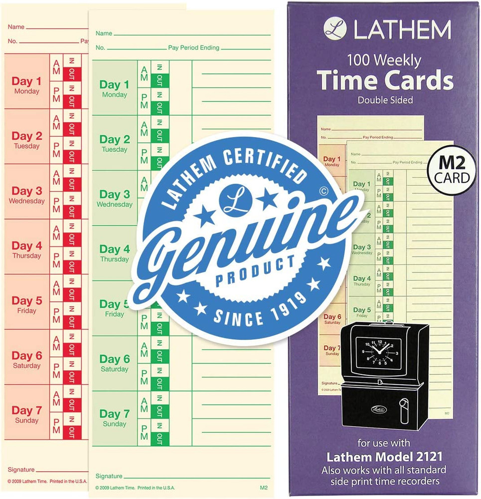 Lathem Weekly Time Cards, Double-Sided, for Lathem Model 2121/Side-Print Time Cl