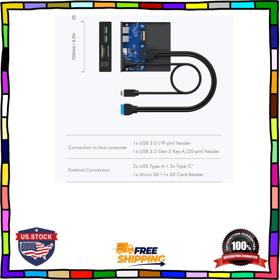 3.5 Inch Front Panel USB C Hub, Sd/Microsd Internal Card Reader, 20Gbps USB 3.2