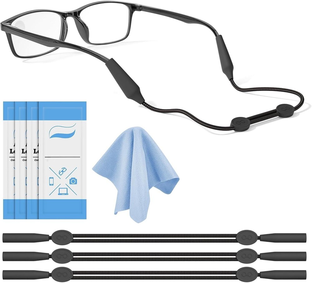 Glasses Strap 3 Pcs - No Tail Sunglasses Straps - Adjustable Eyeglasses Strap, E