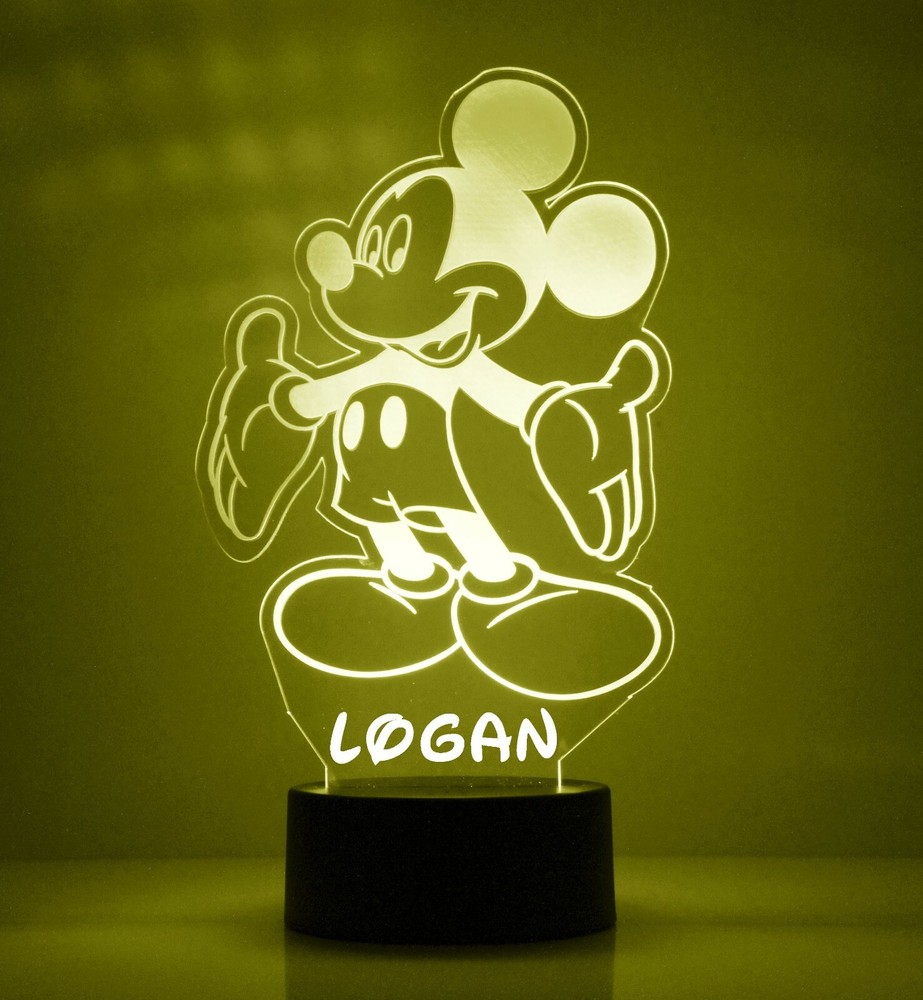 Mickey Mouse Personalized FREE LED Night Light Lamp with Remote Control Light