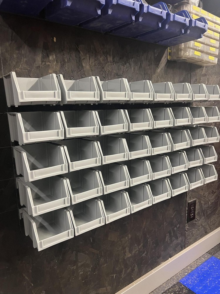 20 Bins Rail Mount Stackable Parts Storage Organizer Shop Bins Screws Nuts Bolts