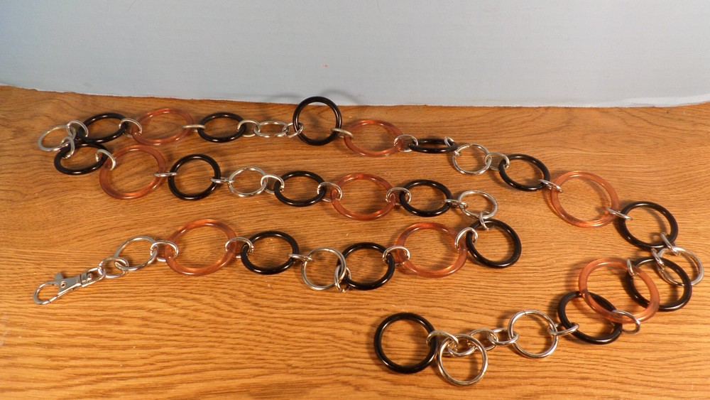 Loop Decorative Belt ~ Plastic & Metal ~ 32" ~ Brown Loops ~ Retro Look