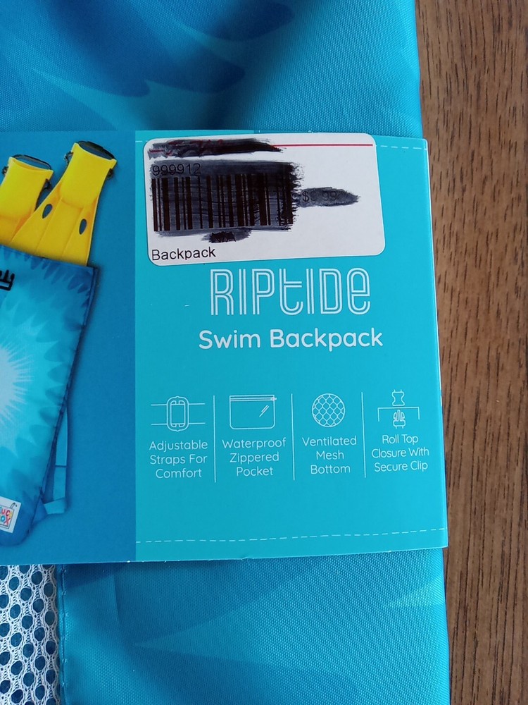 Juice Box Swim Backpack RIPTIDE Adjustable Straps Waterproof Zippered Pocket NEW