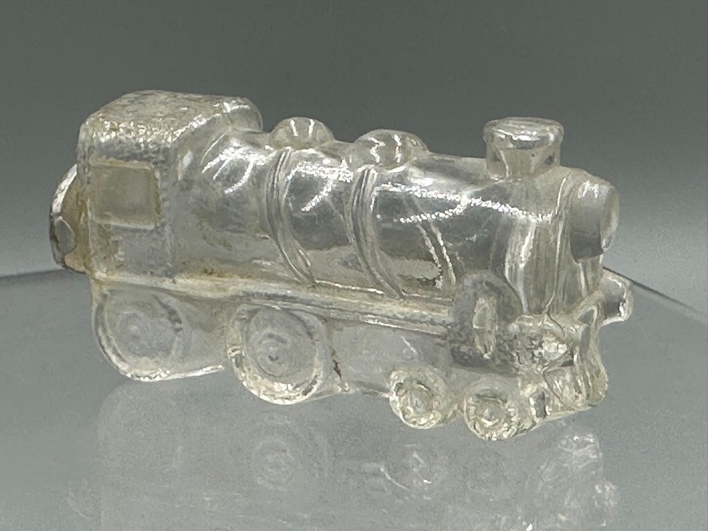 1940s TRAIN ENGINE Locomotive STOUGH Tiny One Glass CANDY CONTAINER E&A 475