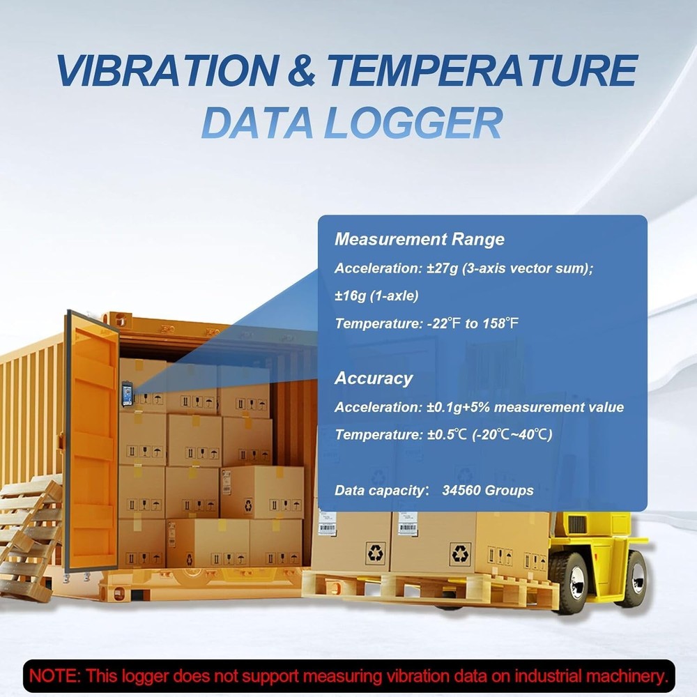 Tzone Vibration Data Logger 3-Axis Shock Datalogger USB with Temperature Reco