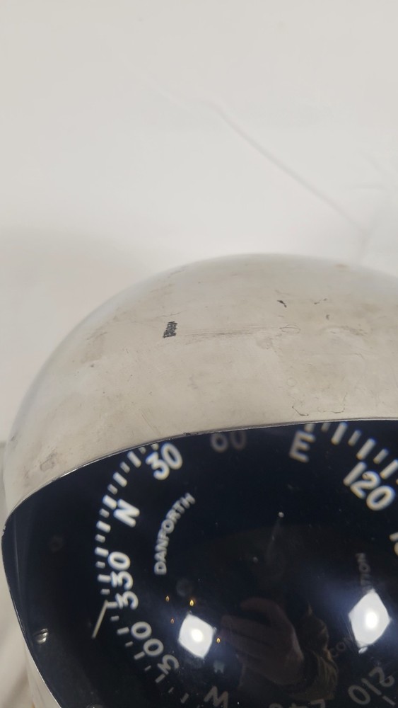 Vintage Danforth Constellation Stainless Steel Marine Compass 8" Base