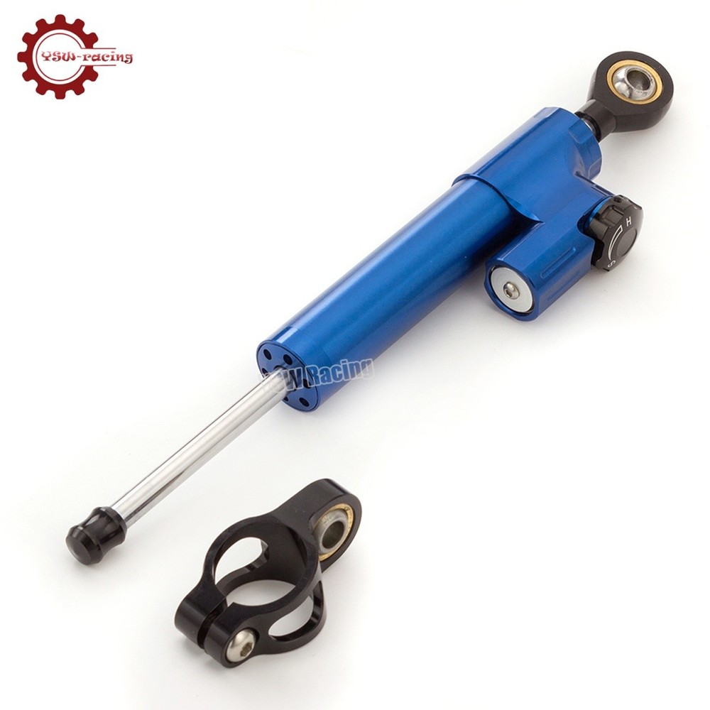 Universal Motorcycle CNC Adjustable Steering Damper Stabilizer Top Blue&Black US