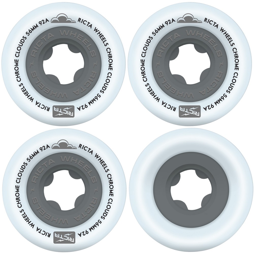 Ricta Skateboard Wheels 56mm Chrome Clouds Black, Ceramic Bearings