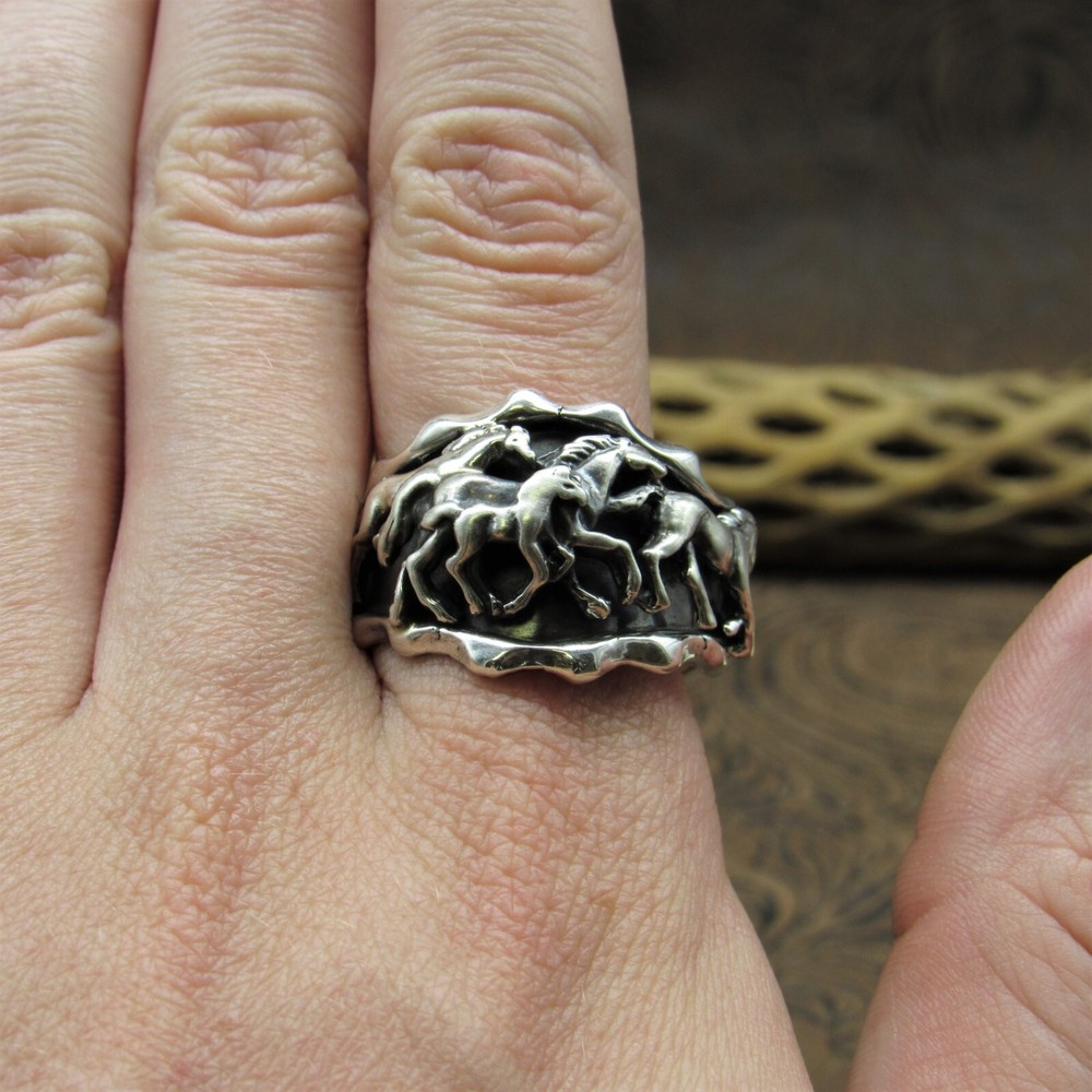 Sterling Silver Horse Ring Size 12+