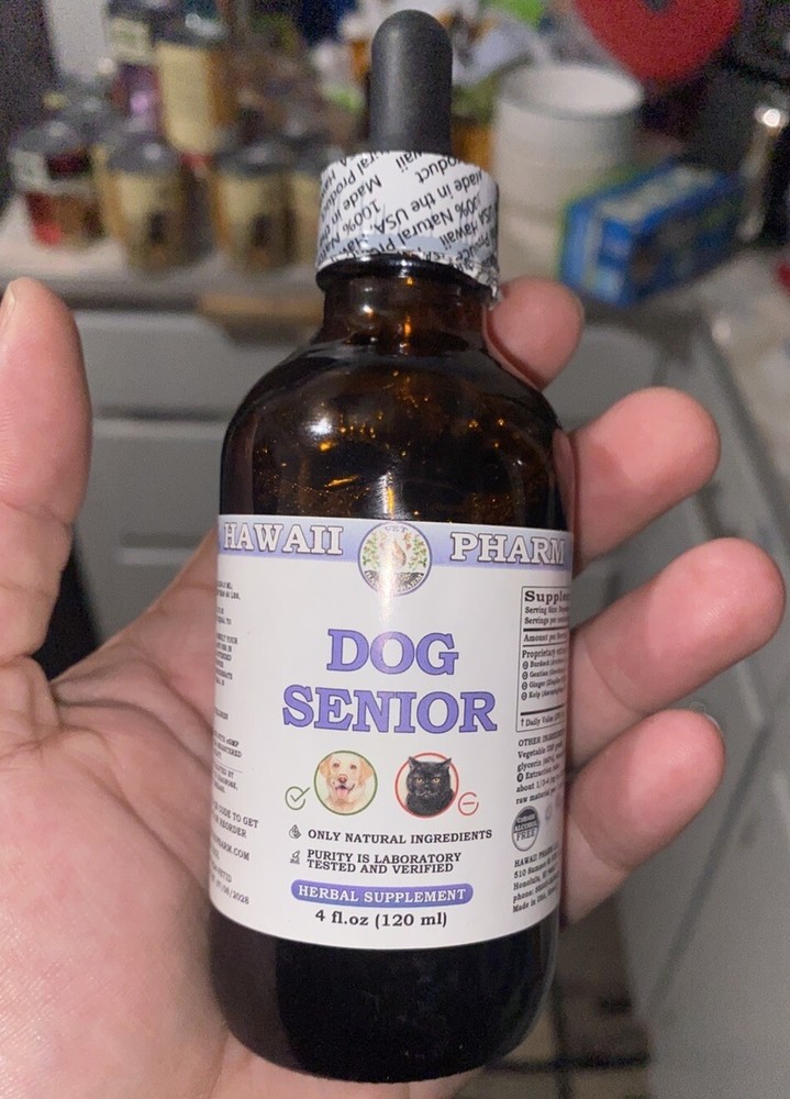 Hawaiipharm Dog Senior Support - 4oz Open, Full Bottle