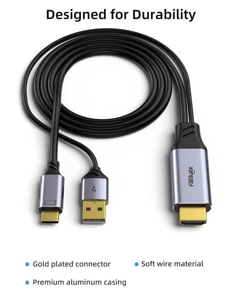 HDMI to USB C Adapter Cable 3.3ft 4K60Hz, Unidirectional System Type...