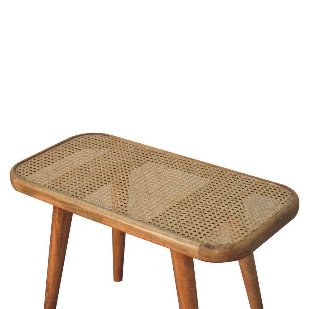 Handwoven Rattan & Solid Wood Bench