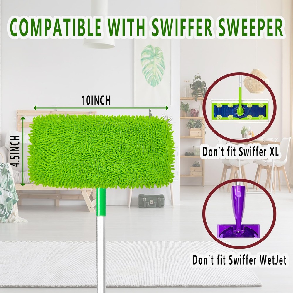 Mop Replacement Pads, Washable Microfiber, 4PCS, Green