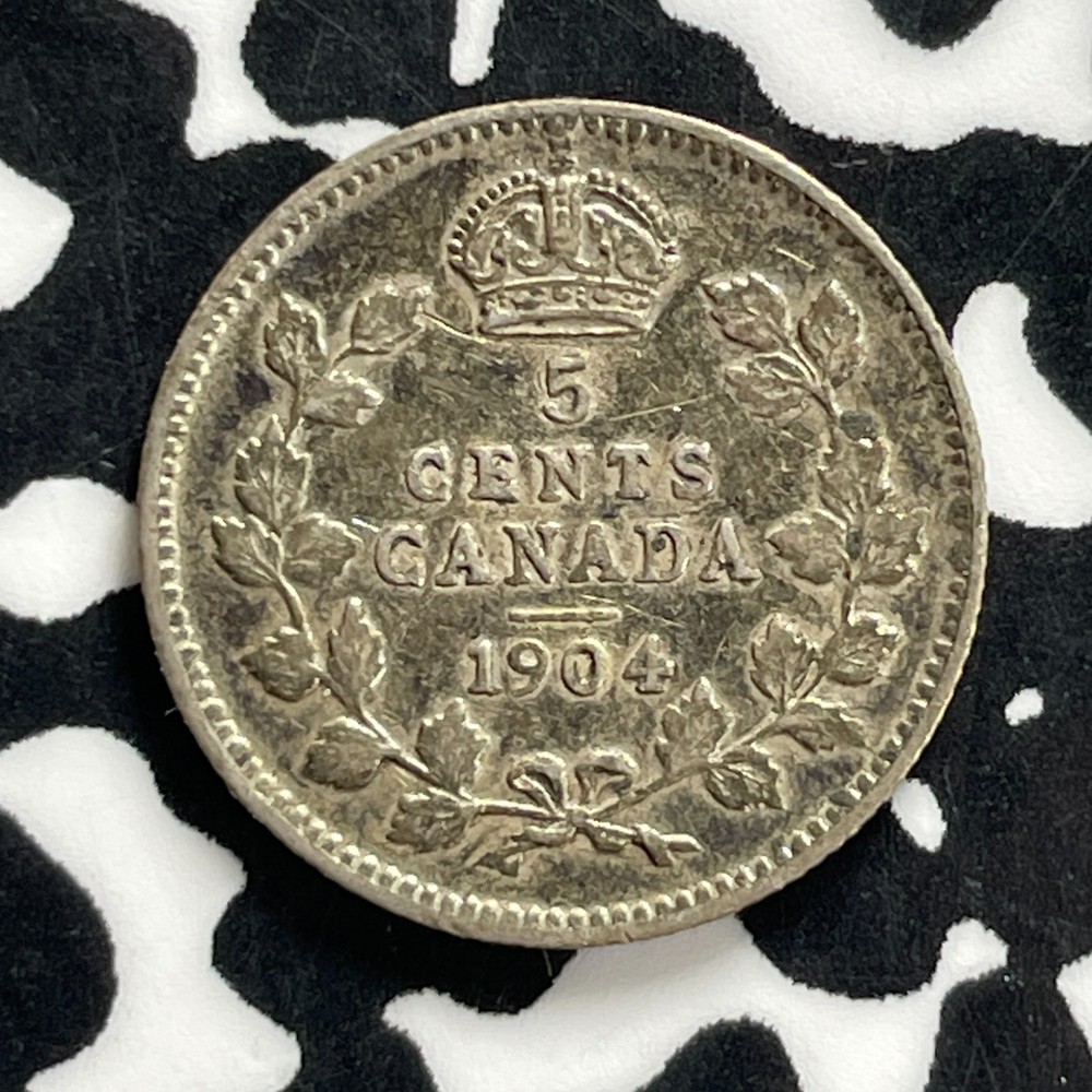 1904 Canada 5 Cents Lot#C2580 Silver! Nice!