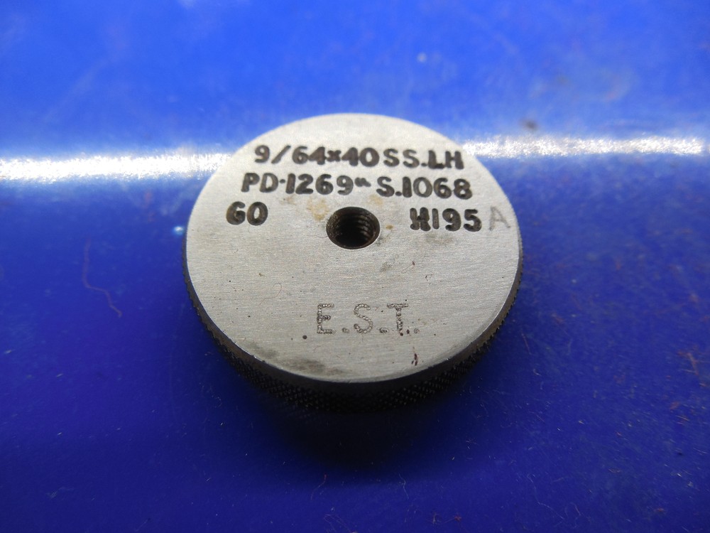 BUDGET 9/64 40 SS SOLID THREAD RING GAGE .140625 GO ONLY P.D. = .1269 9/64-40