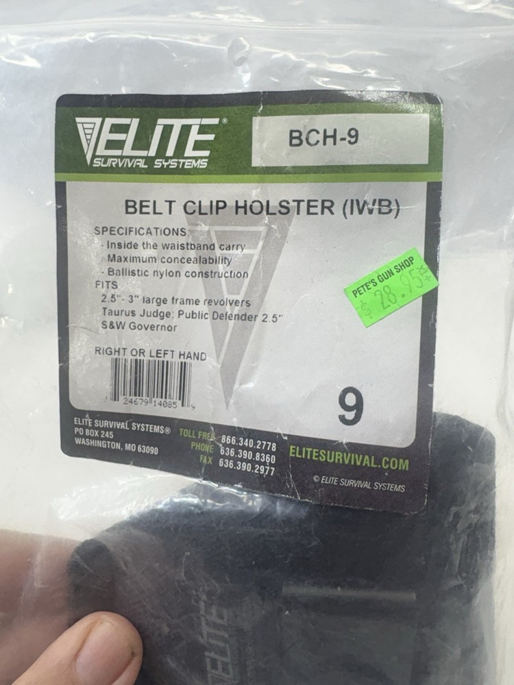 Elite Survival Systems BCH-9 Belt Clip Holster Black