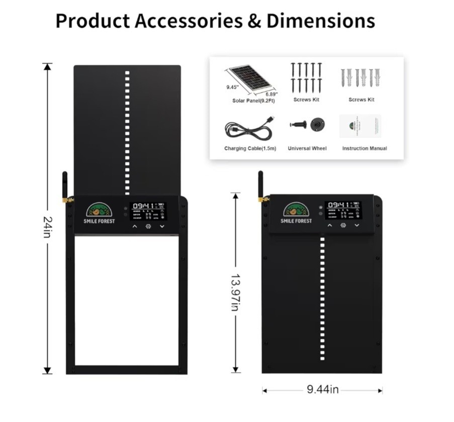 Solar Automatic Chicken Coop Door, Powered APP WiFi Bluetooth Control Timer NEW