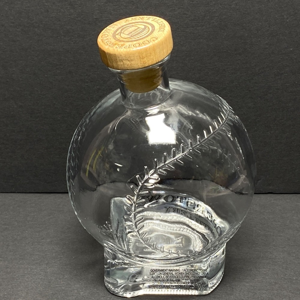 Cooperstown Distillery Doubleday Bourbon Baseball Shaped Glass Decanter Empty