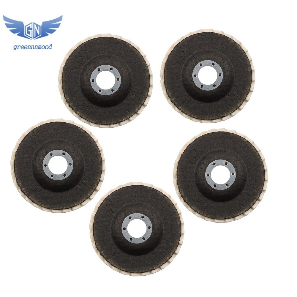 5PCS Wool Felt Flap Disc Buffing Wheel, 4-1/2"×7/8" Buffing Wool Polishing Wheel